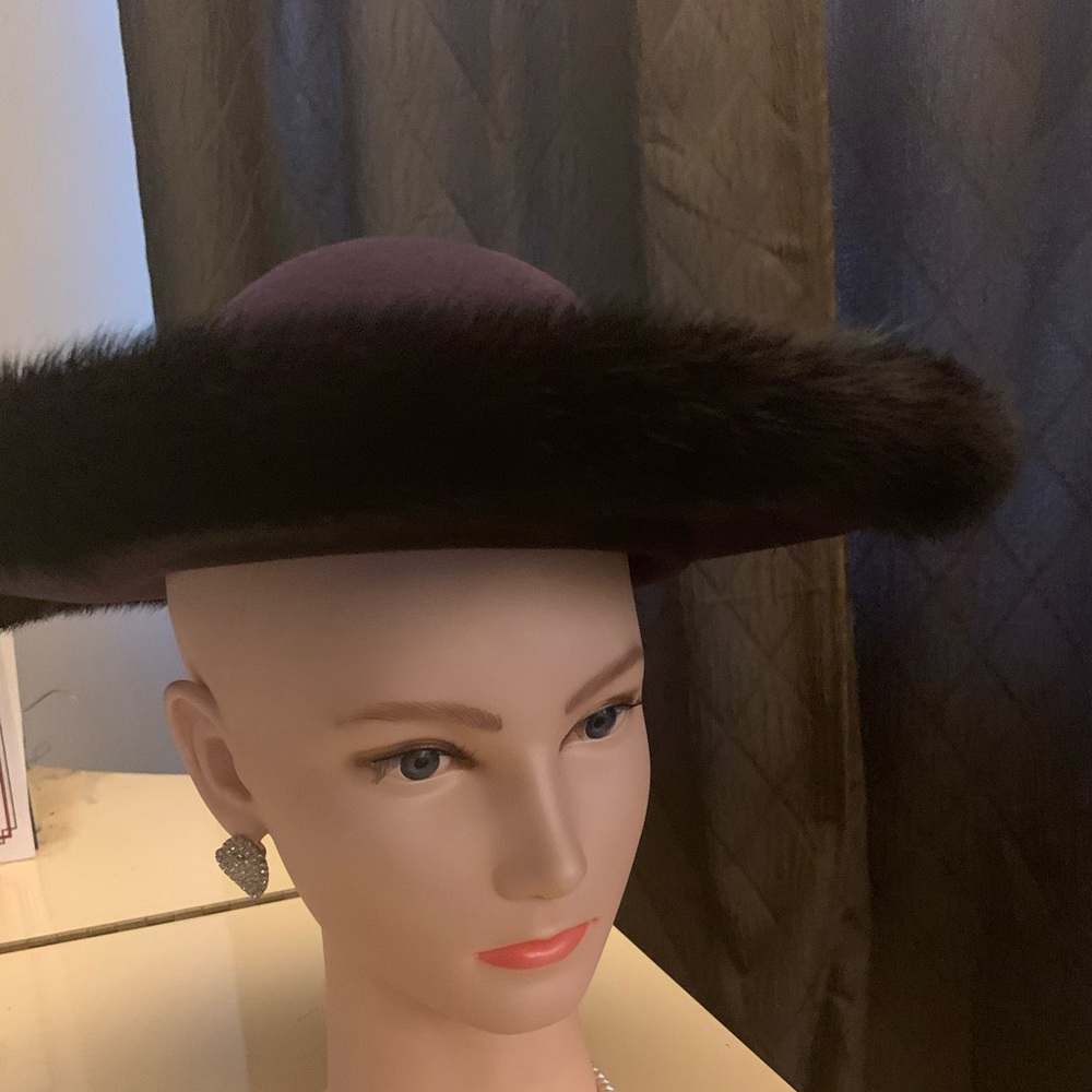 Purple Wool Hat w/ Mink Trim